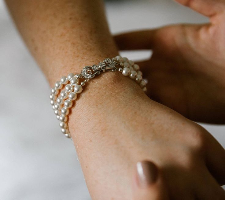 Pearl Bridal Bracelet Three Strand Bridal Cuff Bracelet Wedding Bracelet Swarovski Pearl and Crystal Bridal Bracelet Bridal Jewelry Three Strand Pearl Bracelet, Wedding Cuff Bracelet, Bracelet For Bride, Bridal Cuff Bracelet, Handmade Wedding Jewellery, Bridal Cuff, Bridal Bracelet Pearl, Pearl Bracelet Wedding, Pearl Cuff Bracelet