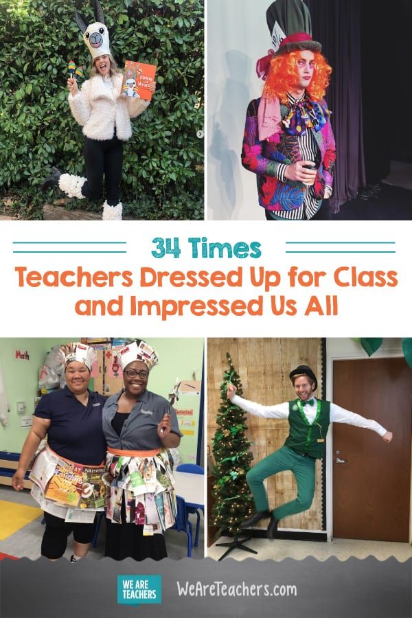 three pictures with people dressed up for class and an advertisement that says,'31 times teachers dressed up for class and impressed us all '