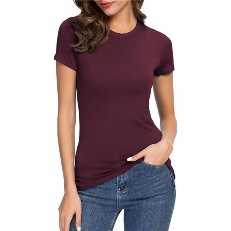 - Round Neck Short Sleeve Bodycon T-Shirt - The Comfy And Stretchy Fabric,The Solid Color,The Simple Design Makes This Summer T-Shirt Suitable For All Women - The Bodycon Design To Modify Your Body Lines,Can Make You Look Slim And Prolonged The Leg Length. - Suitable For Daily,Evening,Party,Home,Holiday Or Any Occasion,Especially For Spring And Summer - Wash Care: Machine Wash And Hand Wash Acceptable/Do Not Dry/Iron On Low Heat/Do Not Soak And Bleach Tight T Shirt, Velvet T Shirt, Women White Blouse, Tops Short Sleeve, Black Graphic Tees, Fitted Tee, Womens Crewneck, Scoop Neck Tee, Womens Basic