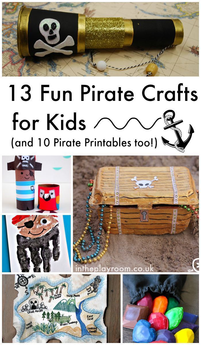 pirate crafts for kids and 10 pirate printables to make them look like they're