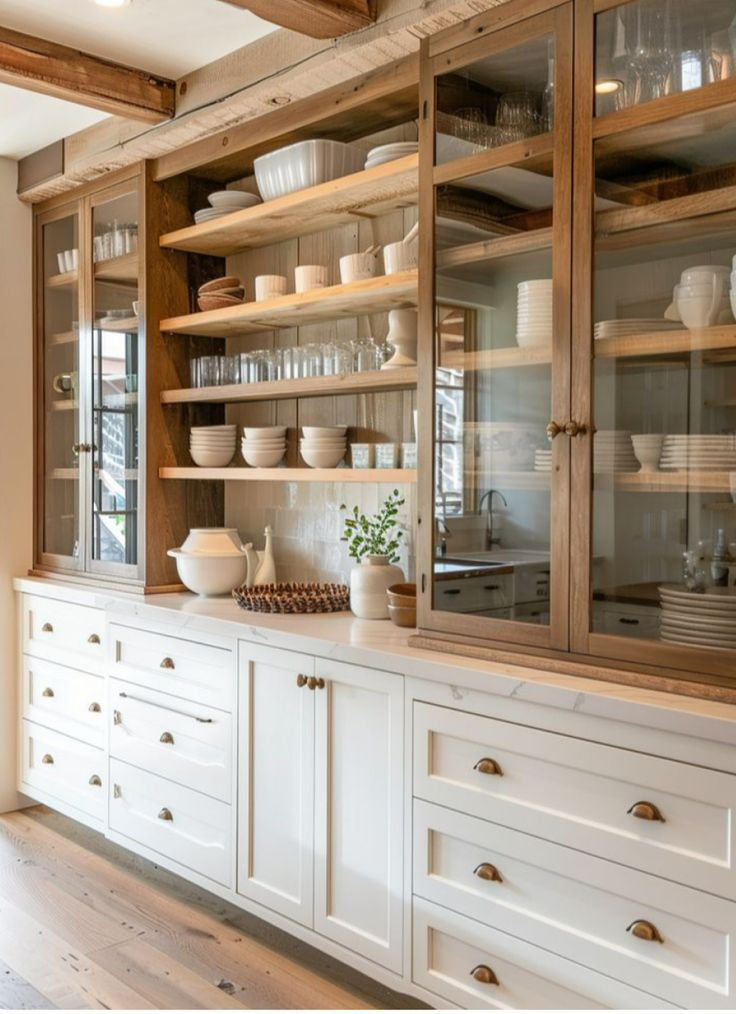 Kitchen Cabinets - Clean Wooden Blends. Oak and Pine Accents. White oak kitchen cabinets are experiencing a surge in popularity, capturing the attention of homeowners and designers alike for their natural elegance and timeless appeal.   Oak Cabinets Home Decor Home Renovations Home DIY Home Ideas Home Design Outdoor Renovations Pinterest Trends DIY Cozy Cabin Aesthetic Brick Fireplace Home Trends Nails Fall Outfits Home Design Mini Home Gym Fall Office Decor Fall Colors Patio Ideas White Cupboards, Clean Kitchen Cabinets, Cheap Patio, Farmhouse Kitchen Cabinets, Kitchen Inspiration Design, Patio Decorating, Kitchen Redo, Diy Plants, Updated Kitchen