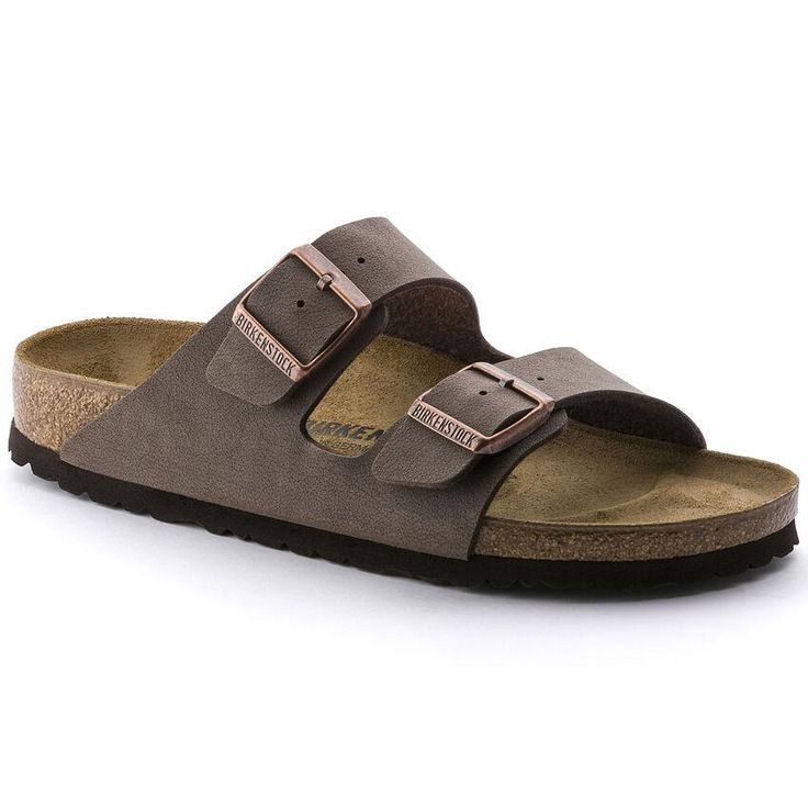 Made in Germany Birkibuc – a durable, synthetic upper material with a nubuck leather-like texture and a soft backing Contoured cork footbed conforms to the shape of your foot and features pronounced arch support, a deep heel cup, and roomy toe box; lined with suede Lightweight EVA sole for cushioning and shock absorption Avoid extreme heat Birkenstock Arizona Mocha, Mocha Birkenstock, Birkenstock Styles, Tokyo Street Fashion, Birkenstock Sandals Arizona, Two Strap Sandals, Adjustable Sandals, Birkenstock Sandals, Zermatt