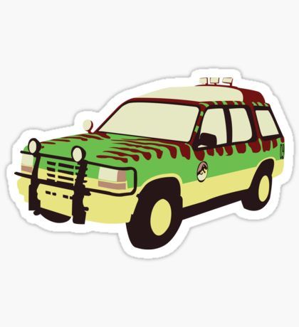 a green and white car sticker on a white background