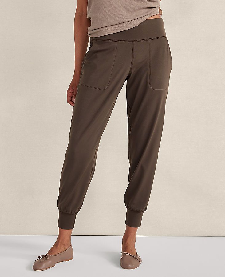 Haven Well Within. A thoughtful collection of lounge, sleep, home, and lifestyle essentials — and your trusted resource for all things wellbeing. Made from a sublimely smooth and perfectly stretchy fabric for beautifully-balanced, all-day comfort. Whether you're headed to yoga or just over to the sofa, these joggers are made to move with you from morning to midnight. With a barely-there feel in soft, buttery fabric, this high-waisted slim leg pair is sweat wicking and breathable. Side pockets.,Imported:Imported,Fit:Slim fit,Fabrication:87% Recycled Nylon, 13% Spandex,Garment Care:Machine Washable Haven Well Within Balance Joggers by Ann Taylor Size regular - Small Chocolate Women's Slim, Pants, 87%, Recycled, Nylon, 13%, Spandex, Machine, Washable Versatile Relaxed Fit Yoga Pants For Lounging, Solid Color Yoga Pants With Comfort Waistband For Relaxation, Stretch Activewear For Travel, Comfortable Stretch Yoga Pants For Lounging, Comfortable Yoga Pants With Comfort Stretch For Lounging, Comfort Stretch Versatile Yoga Pants For Relaxation, Versatile Comfort Stretch Yoga Pants For Relaxation, Comfortable Activewear For Lounging, Comfortable Versatile Activewear For Relaxation