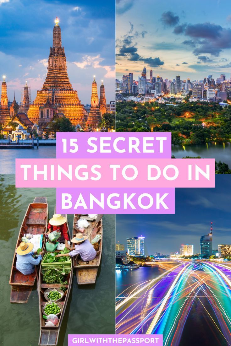 the top things to do in bangkok, thailand with text overlay that reads 15 secret things