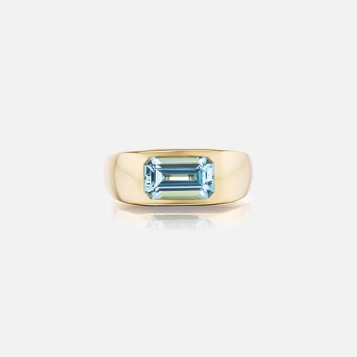 The Akaila Reid Gypset Ring is crafted from 18k Yellow Gold and Aquamarine. This ring is a statement piece perfect for the fashion-forward girl. We love this on a pinky! 18k Yellow Gold Aquamarine 2.12 Ct Handcrafted in NYC Luxury Solitaire Topaz Jewelry, Timeless Emerald-cut Topaz Ring In Yellow Gold, Timeless Emerald Cut Yellow Gold Topaz Ring, Modern Topaz Ring In 14k Gold With Prong Setting, Modern 14k Gold Topaz Ring With Prong Setting, Yellow Gold Blue Topaz Baguette Cut Ring, Blue Topaz Baguette Cut Ring In Yellow Gold, Yellow Gold Baguette Cut Blue Topaz Ring, Baguette Cut Blue Topaz Ring In Yellow Gold