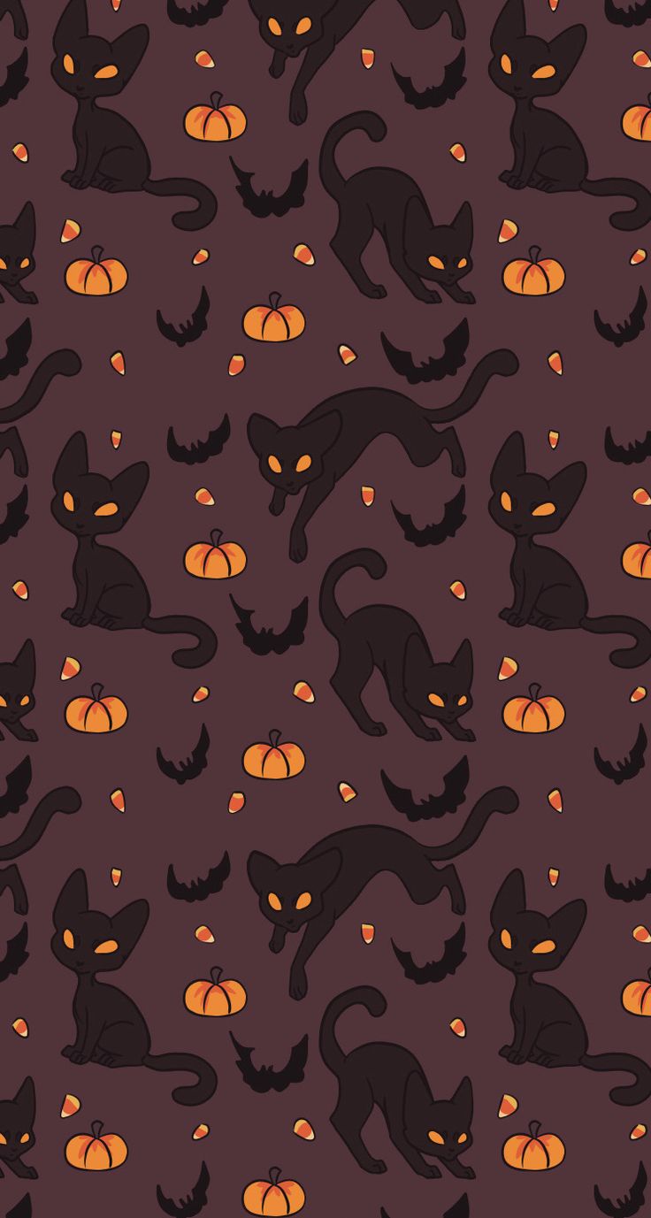 an image of halloween cats and pumpkins