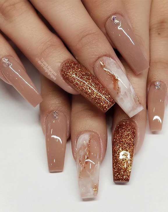 Nagel Tips, Cute Acrylic Nail Designs, Fall Acrylic Nails, Diamond Nails, Luxury Nails, Glitter Nail Art, Coffin Nails Designs, Pretty Acrylic Nails, Artificial Nails