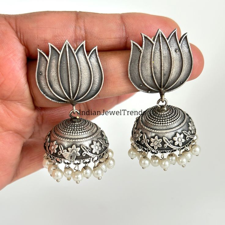 German Silver Earrings/Oxidized Earrings/Antique Silver/Silver Look-Alike/Lightweight/Tribal/Afghani/Indian Jewelry/Boho Jewelry/Pakistani Jhumki With Oxidised Plating Length 2.1 inches and Width 1 inch Trendy Design Oxidized Earring Heavy Bohemian Sterling Silver Earrings, Heavy Silver Bohemian Earrings, Bohemian Danglers For Diwali, Bohemian Sterling Silver Heavy Jhumkas, Silver Tilla Jhumkas For Festival, Bohemian Earrings With Oxidized Finish For Festivals, Silver Jhumkas With Latkans For Festival, Bohemian Silver Tilla Jhumkas, Bohemian Antique Silver Earrings