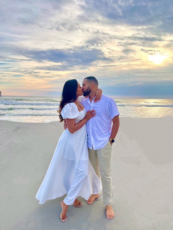 Beach engagement love wedding fiancé wedding photography Beach Engagement Photoshoot Black Couple, Beach Outfit For Couples, Beach Engagement Photos Black Couples, Beach Outfit Couple, Couples Beach Photoshoot Outfits, Simple Engagement Photos, Fun Beach Pictures, Beach Engagement Photos Outfit, Engagement Photos On The Beach