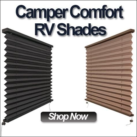 two different types of blinds with the words camper comfort rv shades