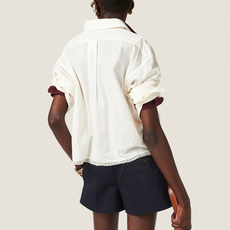 Find MIU MIU Batiste Shirt on Editorialist. Straight fit Classic collar Front button closure Long sleeves with buttons Embroidered logo Lace-trimmed hem Classic Miu Miu Cotton Tops, Miu Miu Cotton Collared Tops, Classic Cotton Miu Miu Tops, Miu Miu Collared Cotton Tops, Casual Miu Miu Short Sleeve Tops, Miu Miu Long Sleeve Cotton Tops, Miu Miu Collared Tops For Work, Miu Miu Collared Workwear Tops, Miu Miu Collared Tops For Workwear