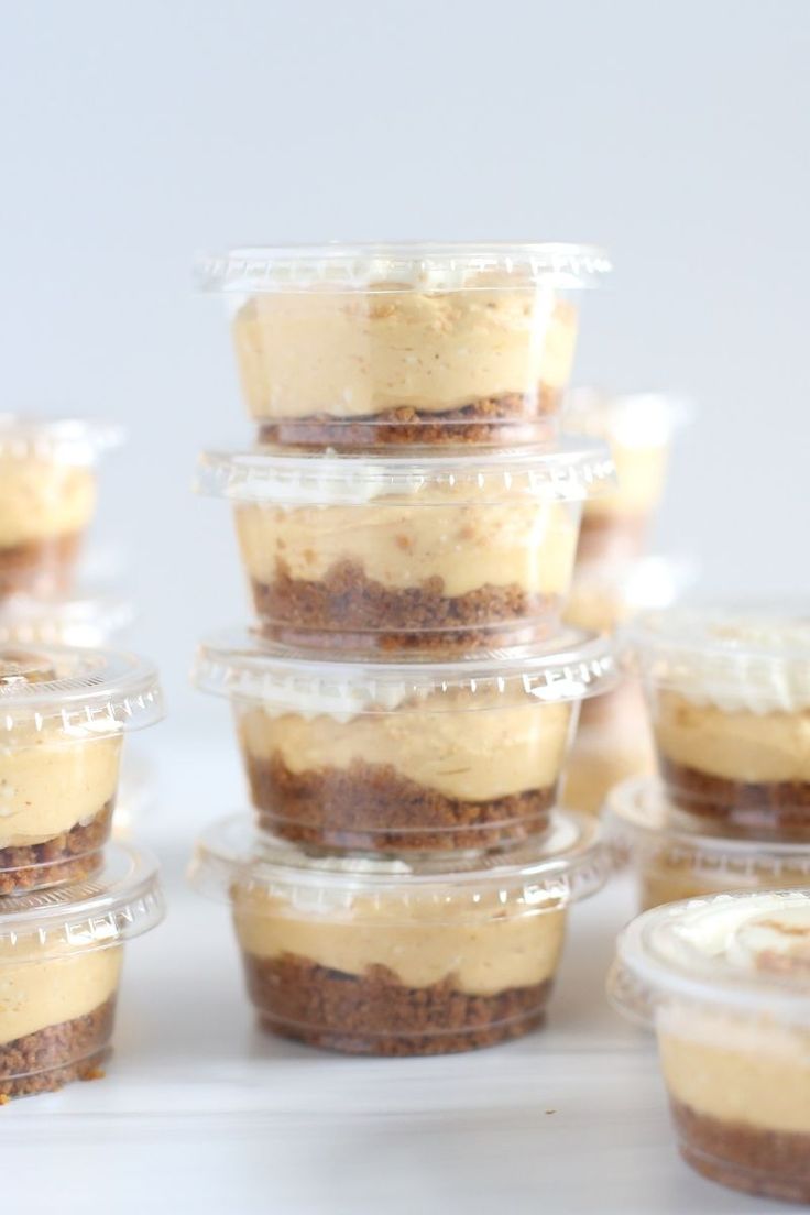 pumpkin spice dessert cups are stacked on top of each other with the words, pumpkin spice dessert cups