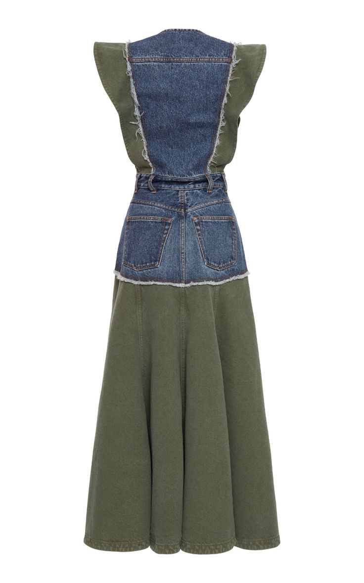 Hybrid Recycled Cotton-Hemp Maxi Dress By Chloé | Moda Operandi Diy Denim Skirt, Diy Maxi Dress, Denim Refashion, Chloe Fashion, Elegant Fashion Wear, Casual Day Dresses, Upcycle Jeans, Denim Diy, Diy Dress