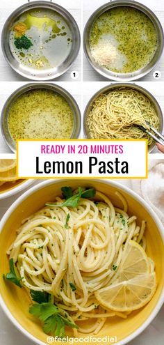 the steps in how to make lemon pasta