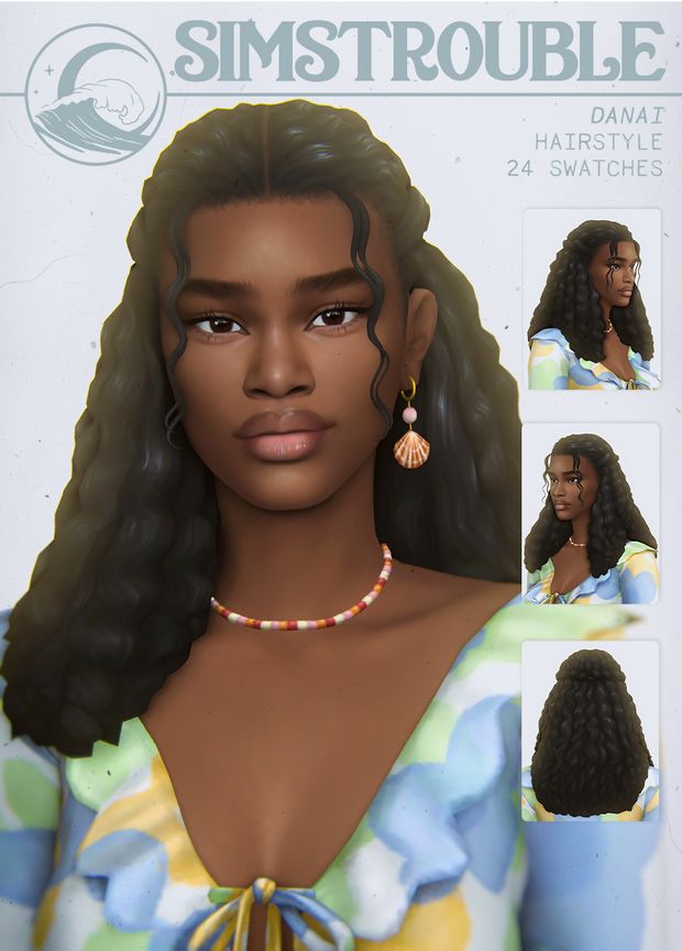 DANAI by simstrouble |  simstrouble auf Patreon Poc Sims4 Cc, Poc Hair Sims 4 Cc, Sims 4 Afro Hair, Sims 4 Curly Hair, Mods Ts4, Sims 4 Cc Hair, Ts4 Mods, Sims 4 Black Hair, Mod Hair