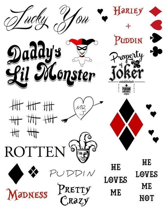 many different types of tattoos on a white background with the words daddy's lil monster