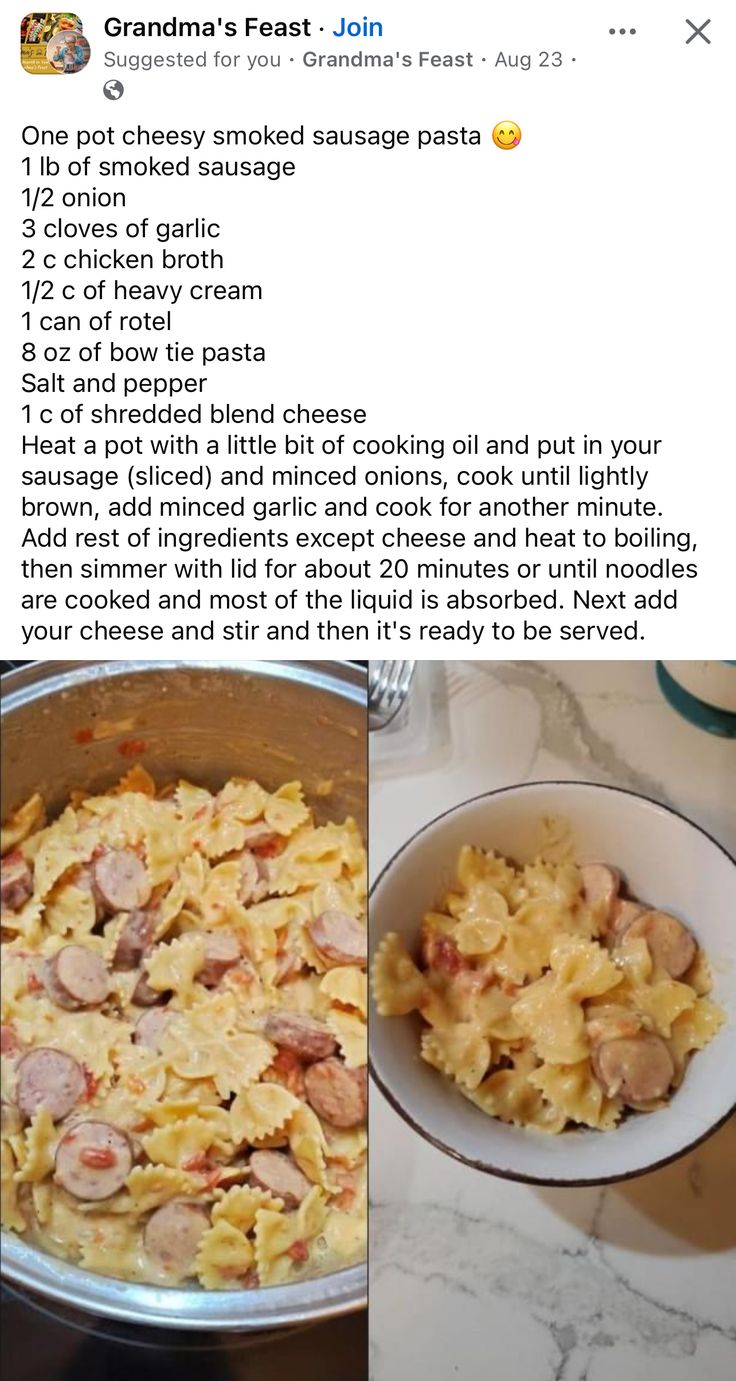 some food is in a pan on the table and there are pictures of pasta with meat