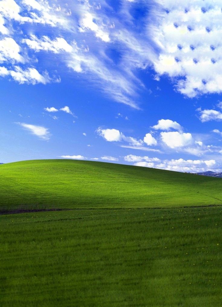 a green field under a blue sky with clouds