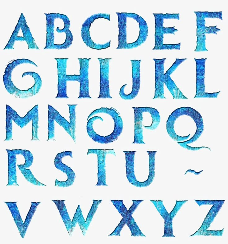 the letters are drawn in blue ink and have been placed on top of each other