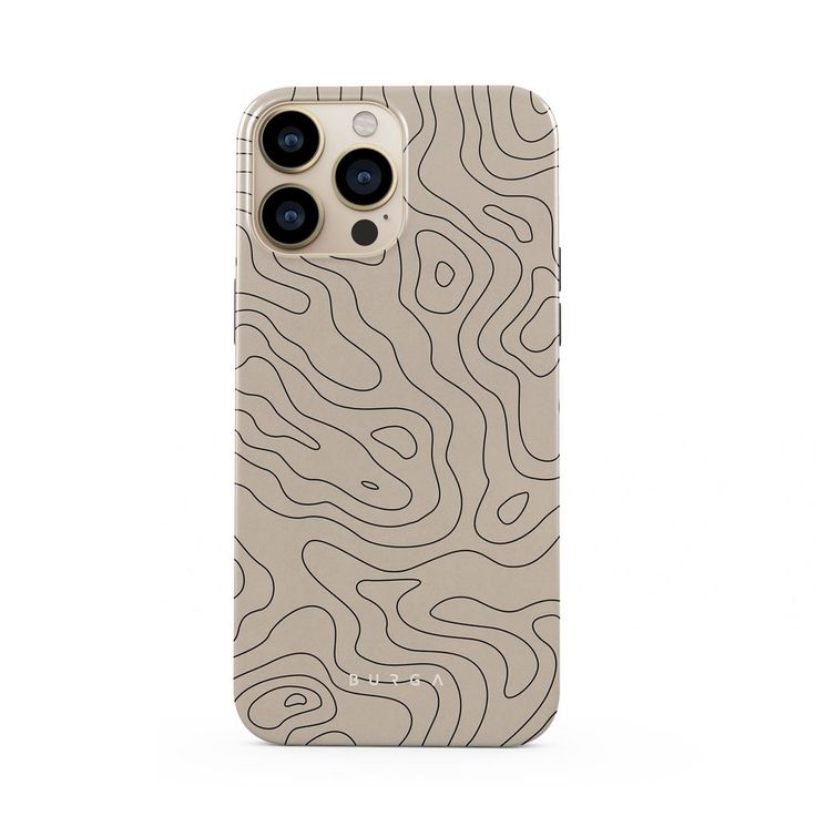 an iphone case with a map design on the front and back cover, in beige