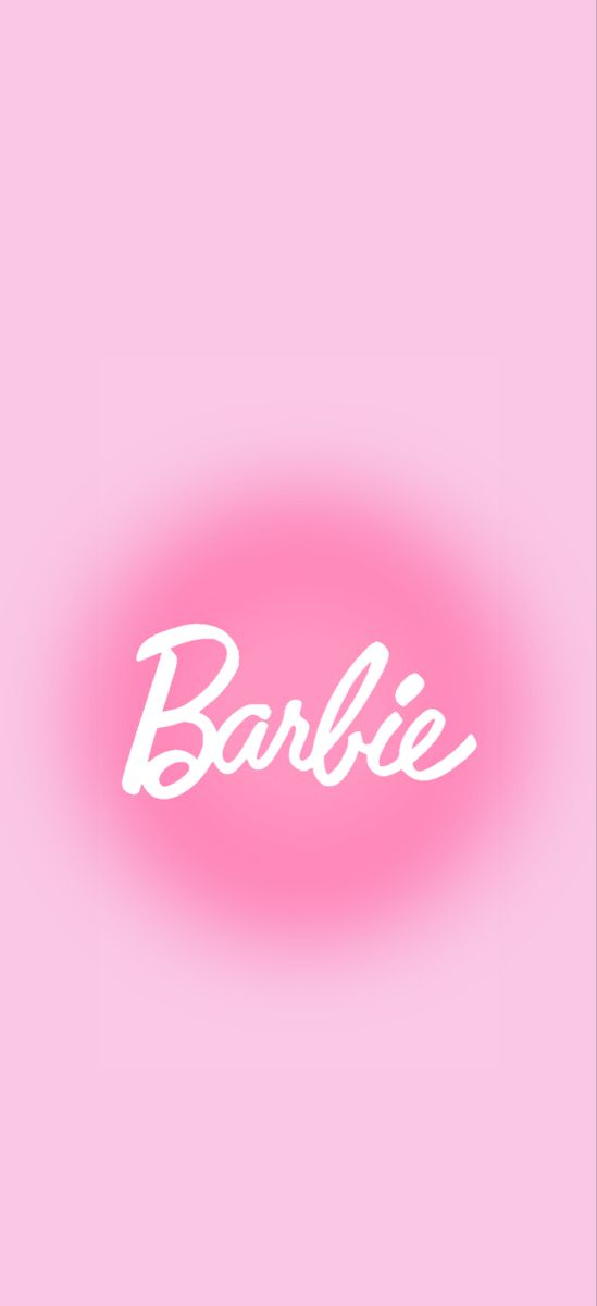 the word barbie written in white on a pink background