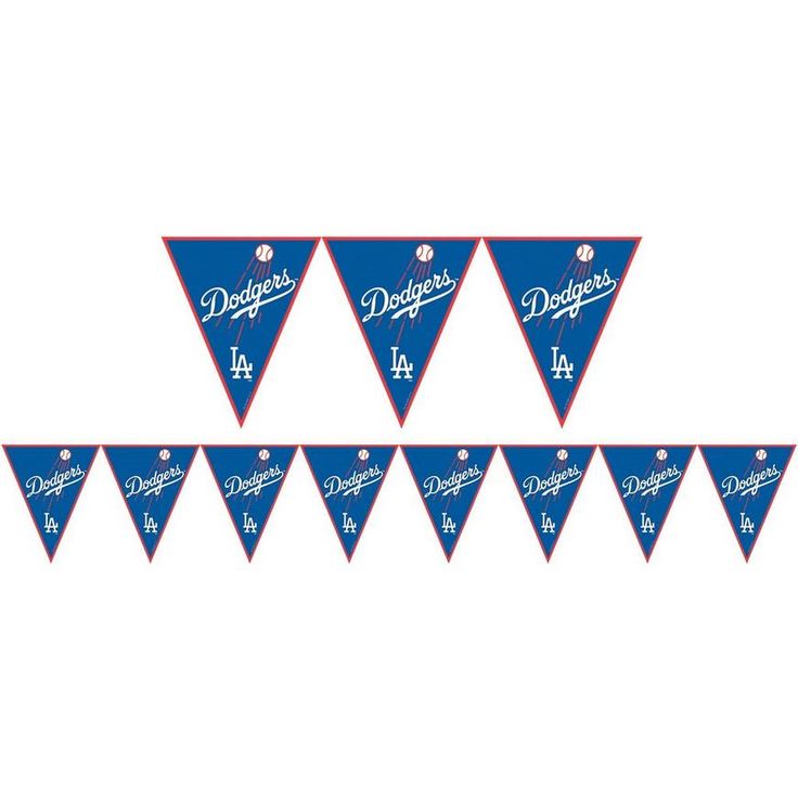 the dodgers pennant flag is hanging from a line