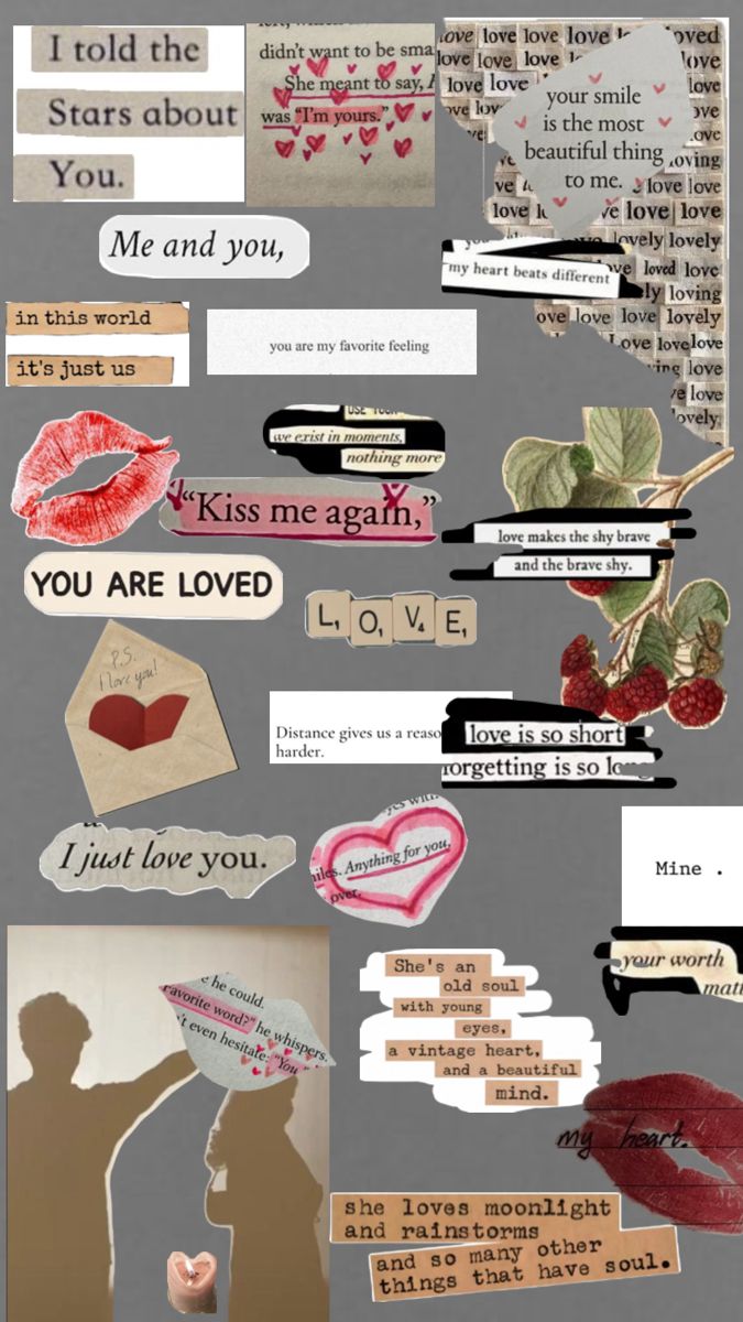 a collage of different types of paper and words