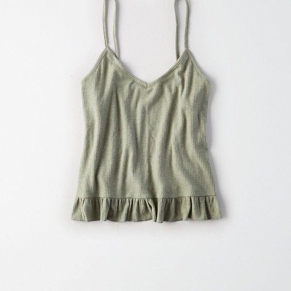 New Without Tag American Eagle Sage Green Soft And Sexy Plush Ruffle Tank Top. Size Is Xxs, But I Am Usually A Size Xs And It Fit Me. Would Say Would Fit Up To A Size Small. Softest Shirt I Own For Sure! Summer Ruffles Top For Loungewear, Trendy Ruffled Tops For Loungewear, Fitted Ruffle Tops For Loungewear, V-neck Ruffled Tops For Loungewear, Fitted Ruffled Tops For Loungewear, Casual V-neck Crop Top With Ruffles, Casual V-neck Ruffled Crop Top, Green Ruffled Cami Top, Ruffle Tank Top