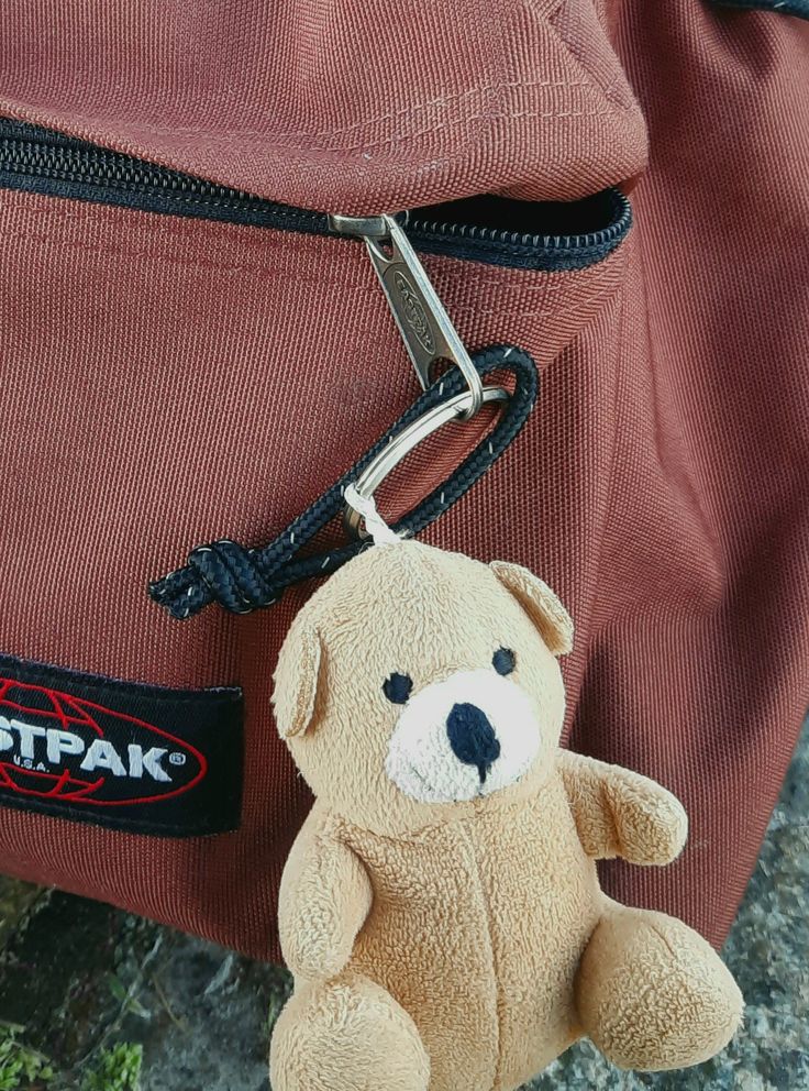 #eastpak #rucksack #grunge #teddybear #brown #grungecore #green #beige Teddy Bed, Backpack Aesthetic, Eastpak Backpack, Aesthetic Green, Bag Aesthetic, Green Beige, Dark Academia, Key Chain, Aesthetic Pictures