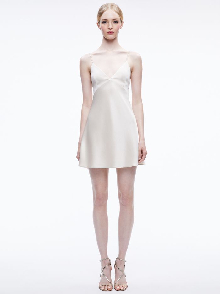 Julietta Mini Slip Dress In Champagne | Alice And Olivia Chic Mini Length Slip Dress For Sleep, Fitted Slip Dress For Summer Sleep, Chic Mini Slip Dress For Sleep, Spring Mini Slip Dress With Delicate Straps, Sleek Spaghetti Strap Slip Dress For Spring, Sleek Mini Slip Dress For Spring, Sleek Mini-length Slip Dress For Spring, Sleek Mini Length Slip Dress For Spring, Chic Spring Slip Dress For Sleep