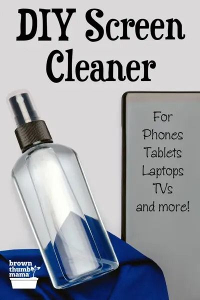 the screen cleaner bottle is next to a sign that says, diy screen cleaner for phones tablets laptops tvs and more