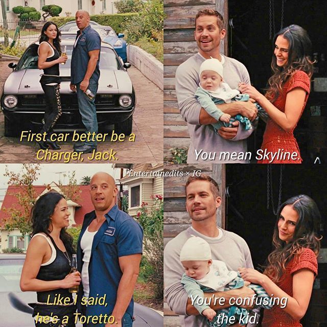 two people holding a baby in front of a car with the caption first car better be a character jack