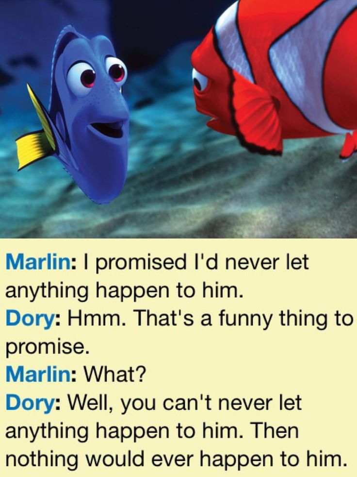 an image of finding nemo and dory in the ocean with caption that reads,