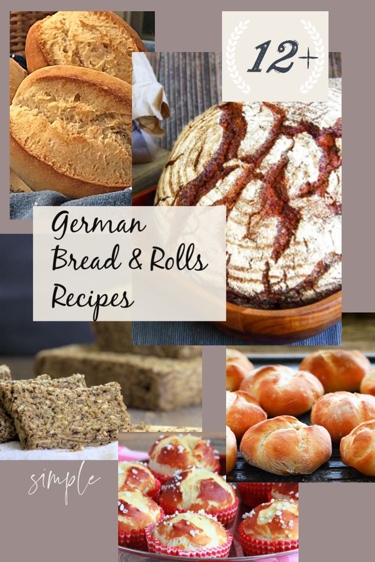 german bread and rolls recipe collage with text overlay