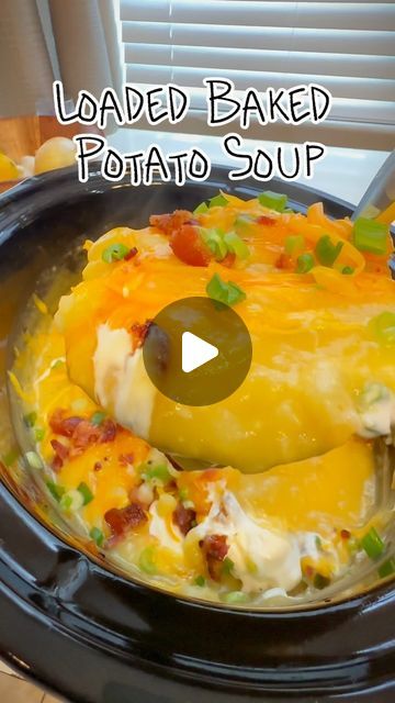 the loaded baked potato soup is ready to be eaten