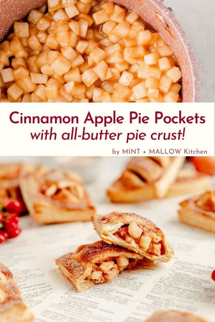 cinnamon apple pie pockets with all - butter pie crusts are the perfect dessert for fall