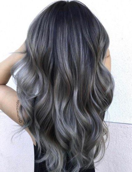 Ash Gray Balayage, Grey Balayage, Ash Gray Hair Color, Balayage Hair Grey, Charcoal Hair, Gray Balayage, Grey Hair Dye, Ash Hair Color, Balayage Blonde