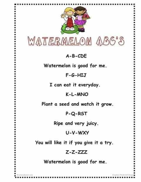 the watermelon abc's worksheet is shown in red and white