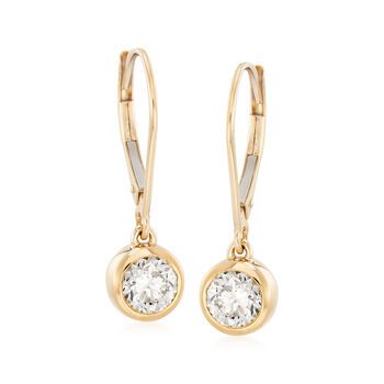 Ross-Simons - 1.00 ct. t.w. Diamond Bezel-Set Drop Earrings in 14kt Yellow Gold. Perfectly elegant. Bezel-set diamonds, 1.00 ct. t.w., beam within settings of 14kt yellow gold. Hanging length is 7/8". Leverback, diamond drop earrings. Diamond birthstones are the perfect gift for April birthdays. Diamond Ear Rings, Drop Earrings Diamond, Dripping In Diamonds, Diamond Earring Jackets, Space Rings, Beaded Jewelry Earrings, Stone Steps, May Wedding, Diamond Heart Pendant Necklace