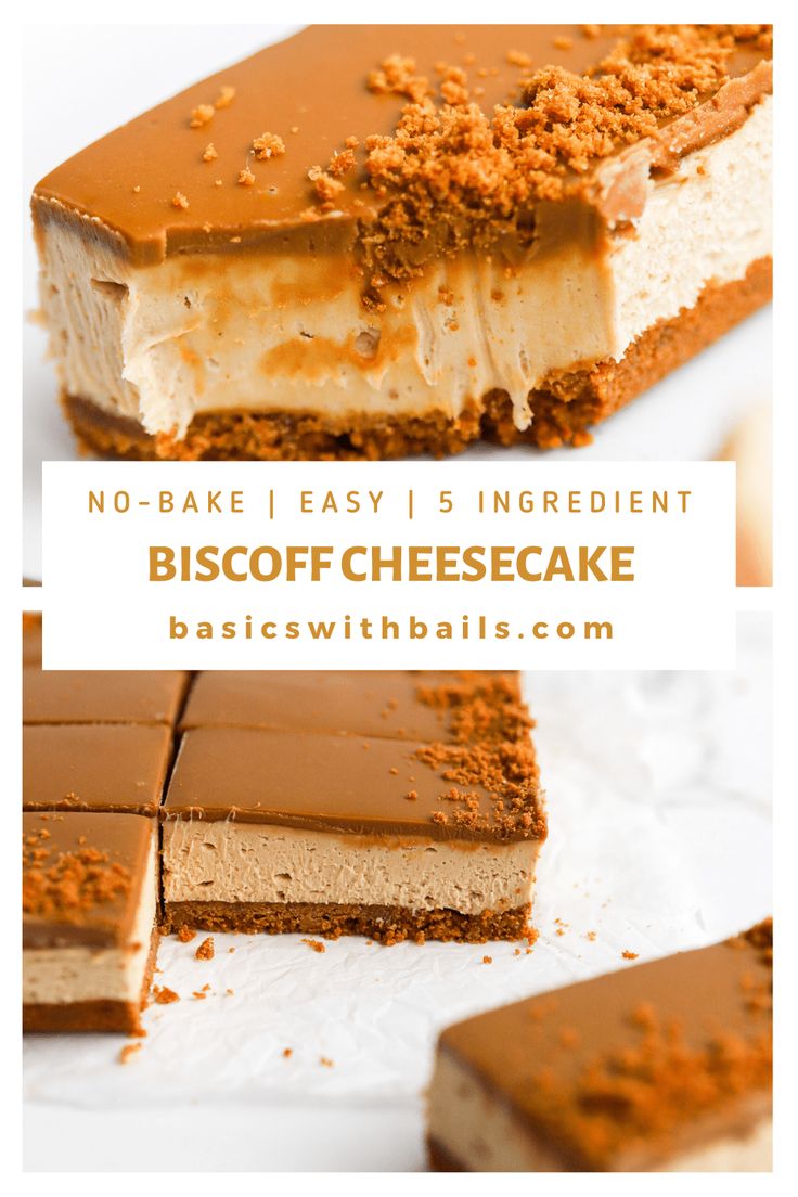 no - bake easy 1 ingredient biscoff cheesecake is the perfect dessert