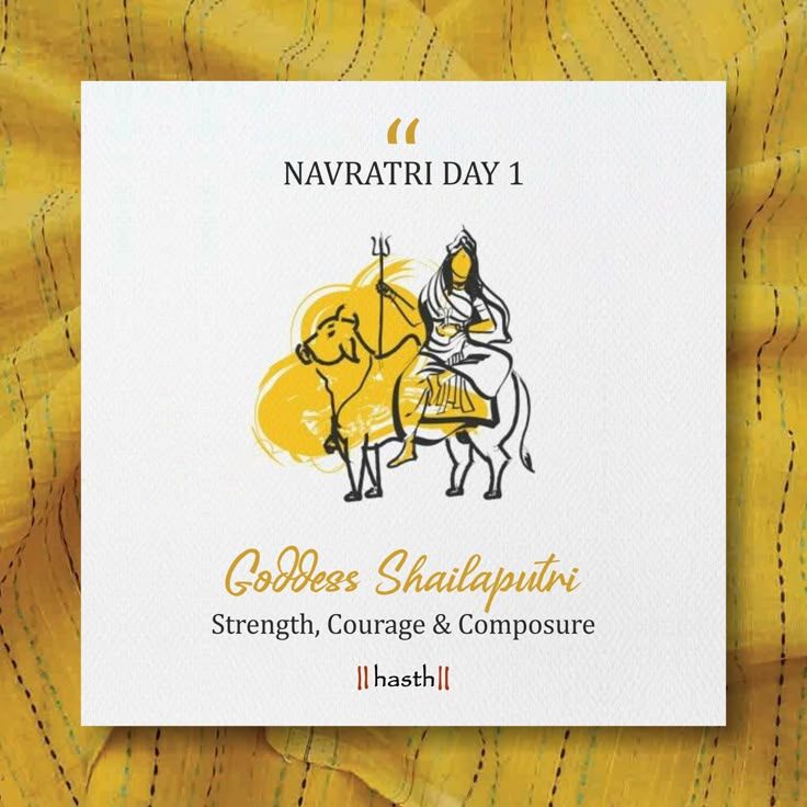 an advertisement for the navratiri day 1, which features a man on a horse