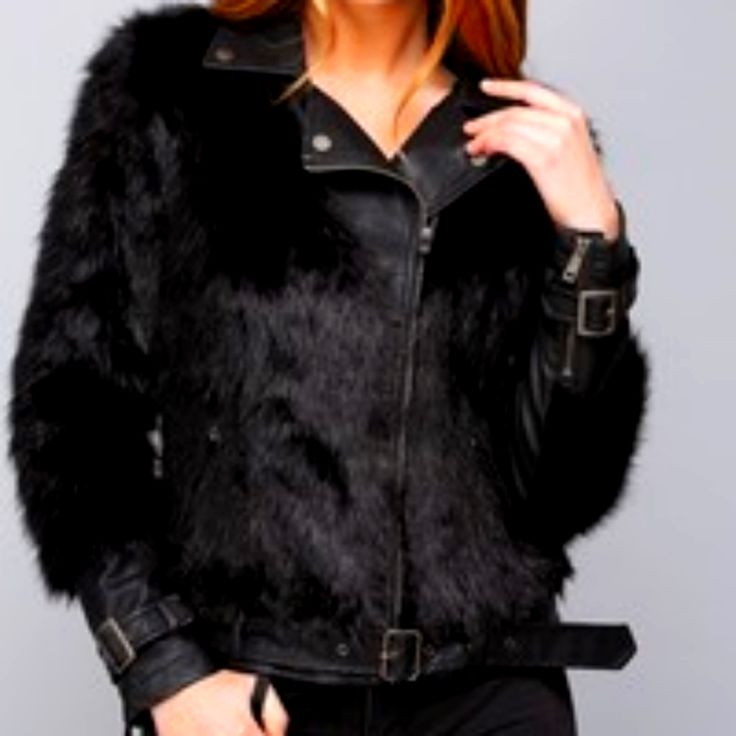 Faux Fur Leather Jacket All Size Brand New With Tags Edgy Winter Party Biker Jacket, Punk Style Leather Jacket For Winter Nights, Punk Style Leather Jacket For Night Out In Winter, Trendy Faux Fur Leather Jacket For Fall, Chic Biker Jacket With Faux Fur Lining, Winter Biker Jacket For Party, Black Edgy Outerwear With Faux Fur Trim, Winter Biker Party Outerwear, Punk Biker Jacket For Winter Night Out