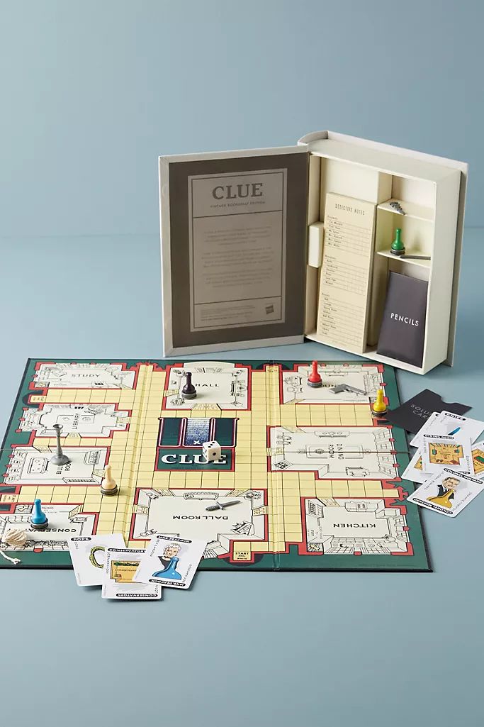 the board game clue is open and ready to play