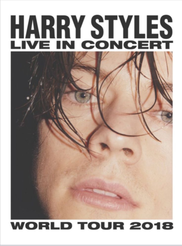 the poster for harry styles'live in concert world tour is shown with an image of his face