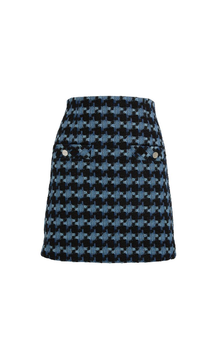 This stylish skirt is made from premium quality tweed fabric, ensuring comfort and durability. With its mini length and classic tweed design, you'll look effortlessly chic and sophisticated. Elevate your wardrobe and boost your confidence with this must-have piece. Mini silhouette Side welt pockets Main: 56% cotton/22% polyester/21% acrylic/1% other fiber; lining: 100% polyester Dry clean Colour may vary due to lighting on images. The product images (without model) are closest to the true colour Chic Tweed Pencil Skirt, Office Tweed Mini Skirt, Chic Tweed Mini Skirt, Elegant Houndstooth Mini Skirt, Preppy Mini Skirt For Workwear, Preppy Mini Skirt For Work, Tweed Mini Skirt For Fall Workwear, Chic Tweed Skirt For Office, Chic Tweed Skirt For The Office