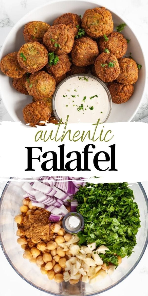 the ingredients for authentic falafe in a food processor