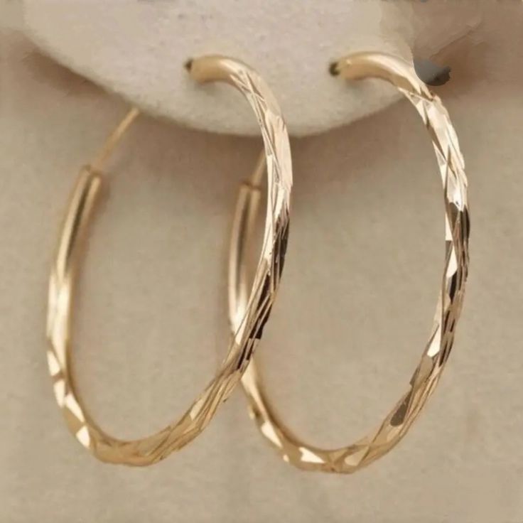 Gold Plated 1.57" Pageant Earrings, Golden Hoops, Simple Hoop Earrings, Classic Jewelry, Accessories Jewelry Earrings, Circle Earrings, Jewelry Earrings Hoops, Gold Hoop, Gold Hoop Earrings