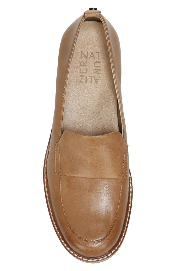 A polished leather upper keeps the look classic, while a chunky lugged sole adds contemporary-cool style to this all-day-comfy loafer with Contour+ technology. 2 1/4" heel Leather upper/textile lining/synthetic sole Imported Women's Shoes Comfy Casual Shoes Women, Comfy Womens Shoes, Comfy Loafers For Women, Naturalizer Shoes Women, Work Casual Shoes, Workwear Slip-on Moccasins With Lug Sole, Slip-on Leather Platform Loafers For Business Casual, Leather Slip-on Platform Loafers For Business Casual, Leather Footbed Moccasins For Work With Plain Toe