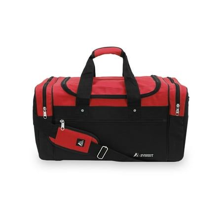 With a spacious main compartment, dual side compartments and a wide front zippered pocket, it's a perfect item to use as a gym bag. Size: One Size.  Color: Red. Functional Gym Duffle Bag With Zipper Pocket, Rectangular Gym Bag With Zipper Pocket, Sports Gym Bag With Zipper Pocket, Sporty Rectangular Duffle Bag With Zipper Pocket, Rectangular Gym Bag With Zipper Pocket For Sports, Sporty Rectangular Travel Bag With Zipper Pocket, Rectangular Sports Travel Bag With Zipper Pocket, Sporty Travel Bag With Zipper Pocket For Gym, Rectangular Travel Bag With Zipper Pocket For Sports